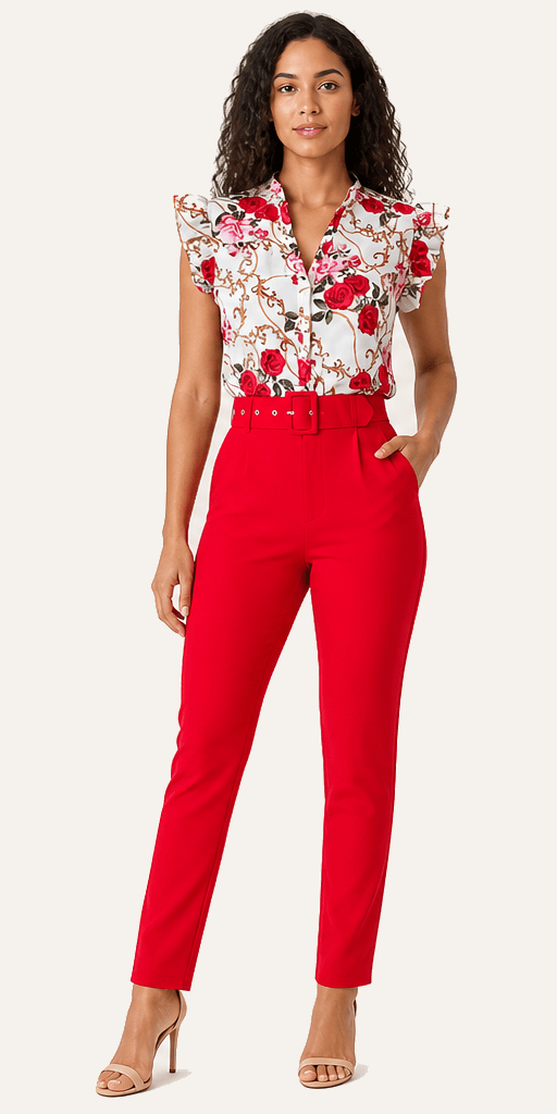 Églantine Scarlet Trouser Set