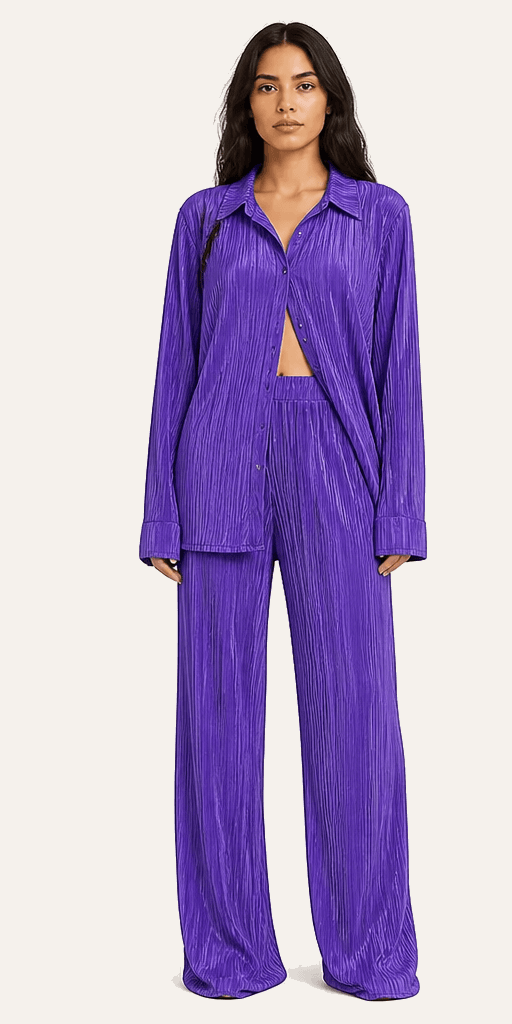 Léa Purple Pleated Set