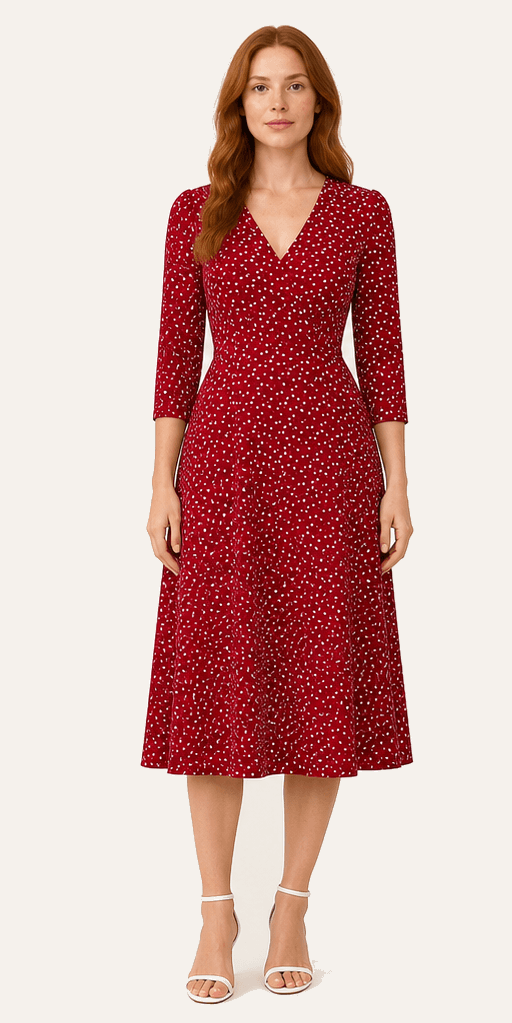 Solange Burgundy Polka Midi